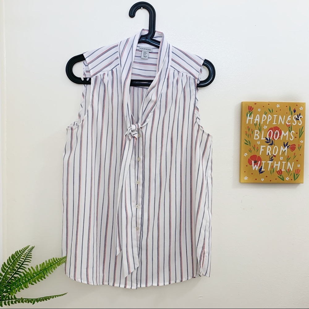Paraphrase | Striped Button Down Blouse